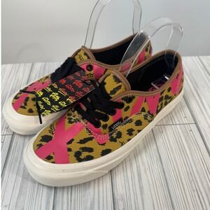 Vans Authentic‎ 44 D Alva Skates Leopard Brown Pink Women's Size 8 Low Top